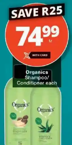 Checkers Organics Shampoo/ Conditioner offer