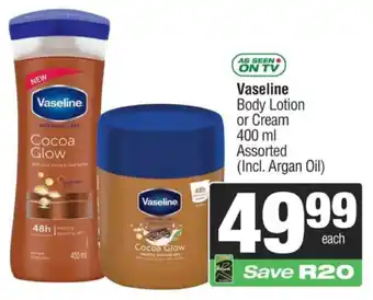 Vaseline Body Lotion or Cream Assorted