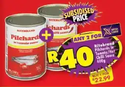 Shoprite Ritebrand Pilchards In Tomato/ Hot Chilli Sauce offer