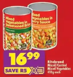 Shoprite Ritebrand Mixed/ Curried Mixed Vegetables offer