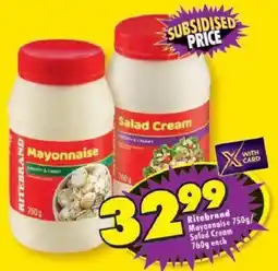 Shoprite Ritebrand Mayonnaise/ Salad Cream offer