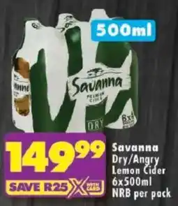 Shoprite Savanna Dry/ Angry Lemon Cider NRB offer
