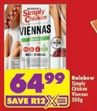 Shoprite Rainbow Simply Chicken Viennas offer