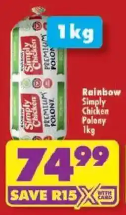 Shoprite Rainbow Simply Chicken Polony offer