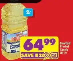 Shoprite Sunfoil Prochef Canola Oil offer