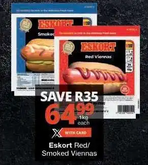 Checkers ESKORT RED/SMOKED VIENNAS offer
