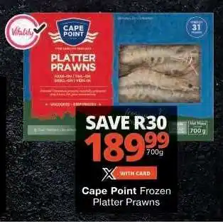 Checkers Cape Point Frozen Platter Prawns offer