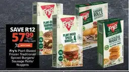 Checkers Fry's Plant-Based Frozen Traditional/Spiced Burgers/Sausage Rolls/Nuggets offer