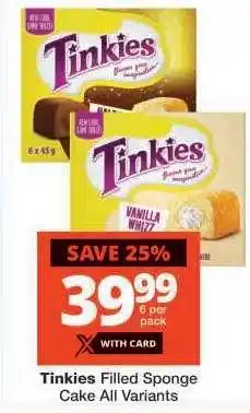 Checkers Tinkies Filled Sponge Cake All Variants offer