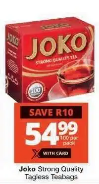 Checkers Joko Strong Quality Tagless Teabags offer