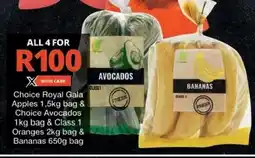 Checkers Choice Royal Gala Apples, Avocados, Oranges, Bananas offer