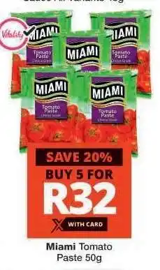 Checkers Miami Tomato Paste 50g offer