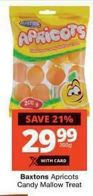 Checkers BAXTONS APRICOTS CANDY MALLOW TREAT offer
