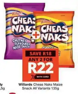Checkers WILLARDS CHEAS NAKS MAIZE SNACK offer