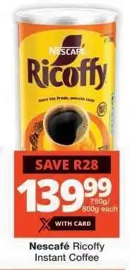 Checkers NESCAFÉ Ricoffy Instant Coffee offer