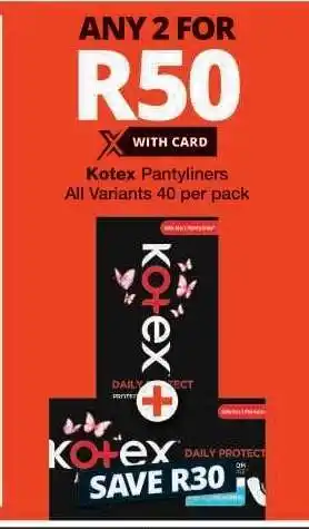 Checkers Kotex Pantyliners offer