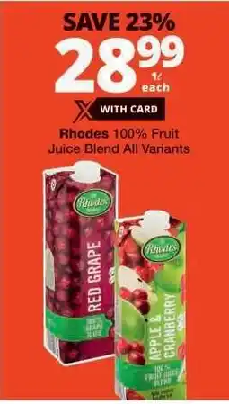 Checkers RHODES 100% FRUIT JUICE BLEND all variants offer
