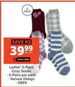 Checkers Ladies 2-Pack Cozy Socks offer