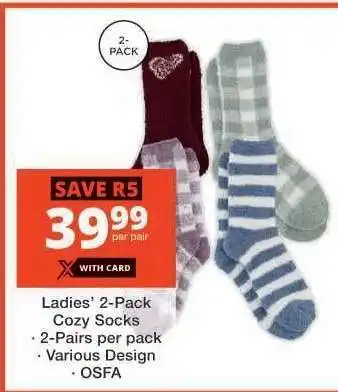 Checkers Ladies 2-Pack Cozy Socks offer