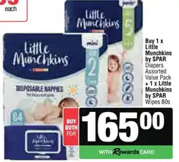Spar Little Munchkins by SPAR Diapers Assorted Value Pack + Wipes 80s offer