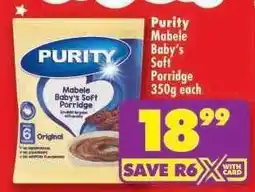 Shoprite Purity Mabele Baby's Soft Porridge 350g offer