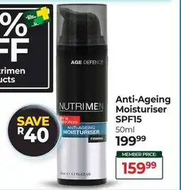 Dis-Chem Nutrimen Anti Ageing Moisturiser SPF15 offer