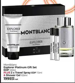 Dis-Chem Montblanc Explorer Platinum Gift Set EDP Plus Travel Spray EDP & Shower Gel offer
