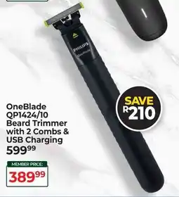 Dis-Chem Philips One Blade QP1424/10 Beard Trimmer With 2 Combs & USB Charging offer