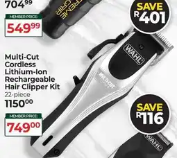 Dis-Chem Wahl Multi Cut Cordless Lithium-Ion Rechargeable Hair Clipper Kit offer