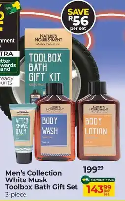 Dis-Chem Nature's Nourishment Men's Collection White Musk Toolbox Bath Gift Set offer