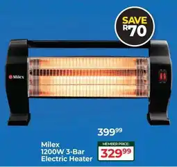 Dis-Chem Milex 1200W 3 Bar Electric Heater offer