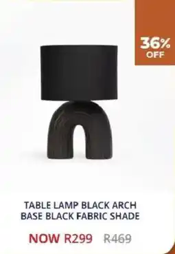 Decofurn Table lamp black arch base black fabric shade offer