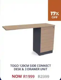 Decofurn Togo side connect desk & 3 drawer unit offer