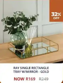 Decofurn Ray single rectangle tray with mirror offer