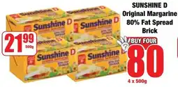 Boxer Superstores Sunshine D Original Margarine 80% Fat Spread Brick offer