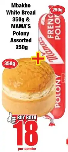 Boxer Superstores Mbakho White Bread & Mama's Polony Assorted offer