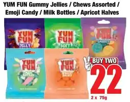 Boxer Superstores Yum Fun Gummy Jellies/ Chews Assorted/ Emoji Candy/ Milk Bottles/ Apricot Halves offer