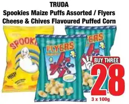 Boxer Superstores Truda Spookies Maize Puffs Assorted/ Flyers Cheese & Chives Flavoured Puffed Corn offer