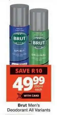 Checkers Brut Men's Deodorant All Variants offer