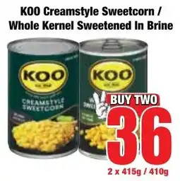 Boxer Superstores Koo Creamstyle Sweetcorn/ Whole Kernel Sweetened In Brine offer