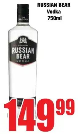 Boxer Superstores Russian Bear Vodka offer