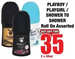 Boxer Superstores Playboy / Playgirl/ Shower to Shower Roll On Assorted offer