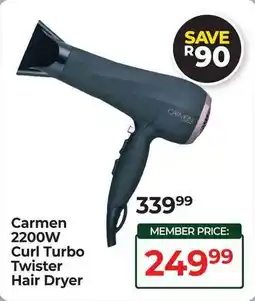 Dis-Chem Carmen 2200W Curl Turbo Twister Hair Dryer offer
