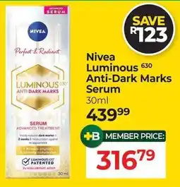 Dis-Chem Nivea Luminous 630 Anti-Dark Marks Serum offer
