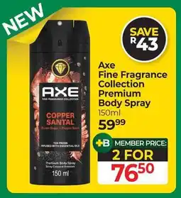 Dis-Chem Axe Fine Fragrance Collection Premium Body Spray offer