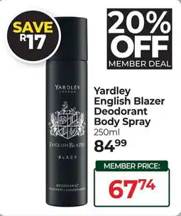 Dis-Chem Yardley English Blazer Deodorant Body Spray offer