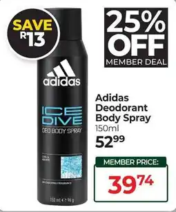 Dis-Chem Adidas Deodorant Body Spray offer