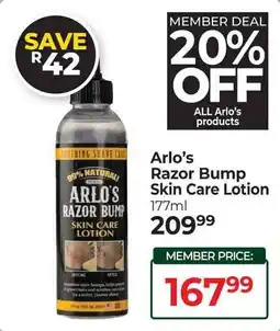 Dis-Chem Arlo's Razor Bump Skin Care Lotion offer