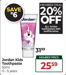 Dis-Chem Jordan Kids Toothpaste offer