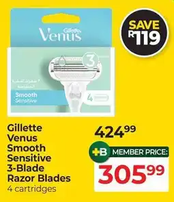 Dis-Chem Gillette Venus Smooth Sensitive 3-Blade Razor Blades offer